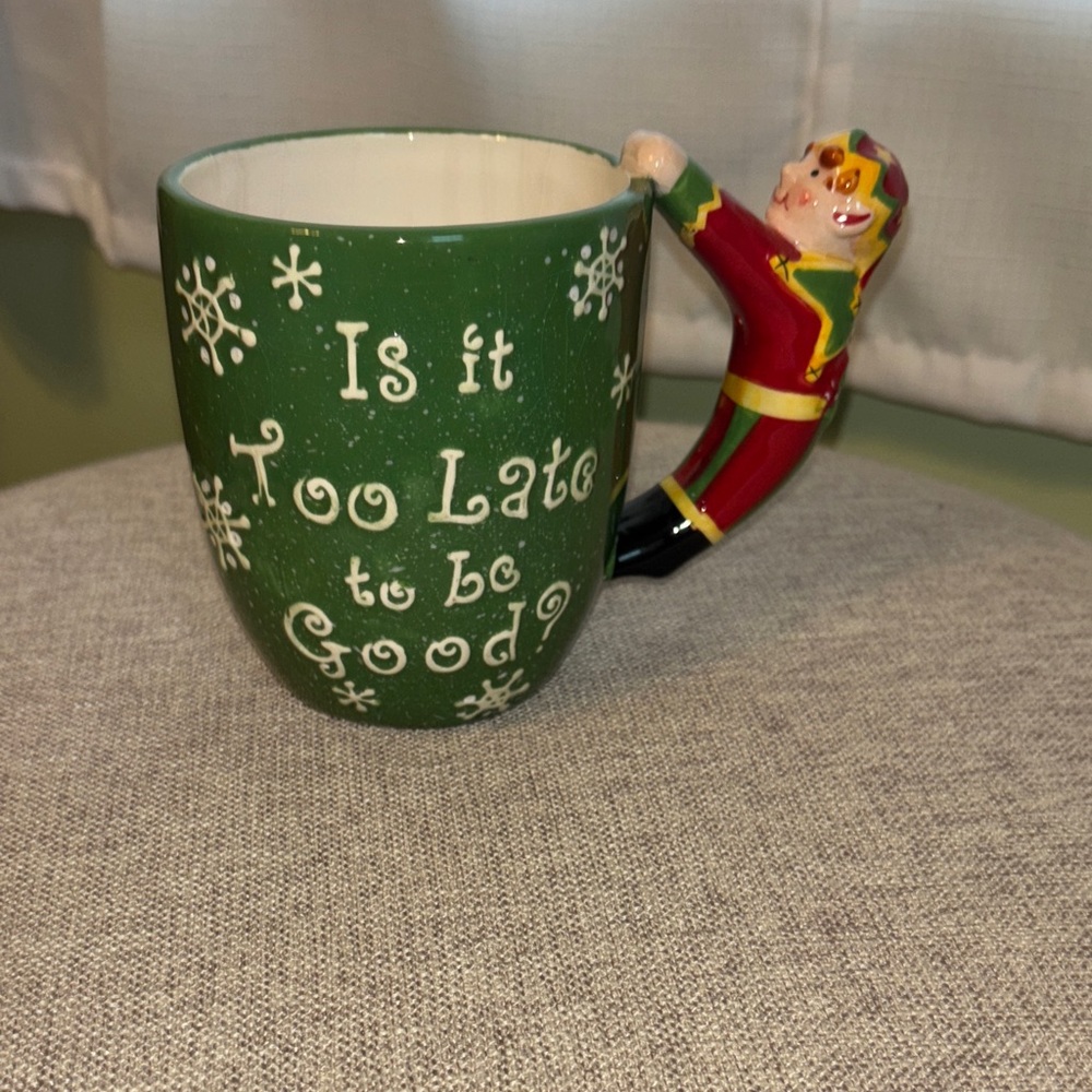 Certified International Green Holiday Mug with Elf Handle